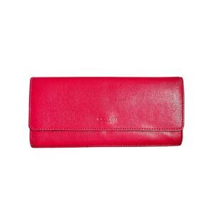 Coach Scarlet Pink Saffiano Leather Slim Soft Wallet #F49350